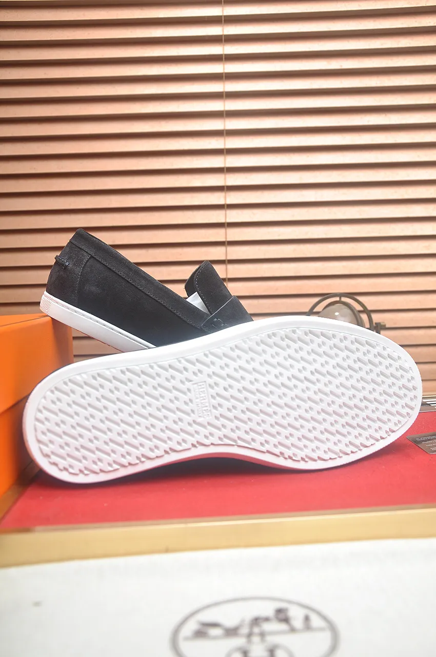 Men's Men's Shoes💰560💶[[HERMES]] (High-end Niuli) New 🍀 HERMES - top version of Hermès classic casual leather shoes! Made of imported original cowhide, the inner top layer is comfortable cowhide lining! Original wear-resistant rubber outsole! High quality products! Code number 39-45 (45 customized)